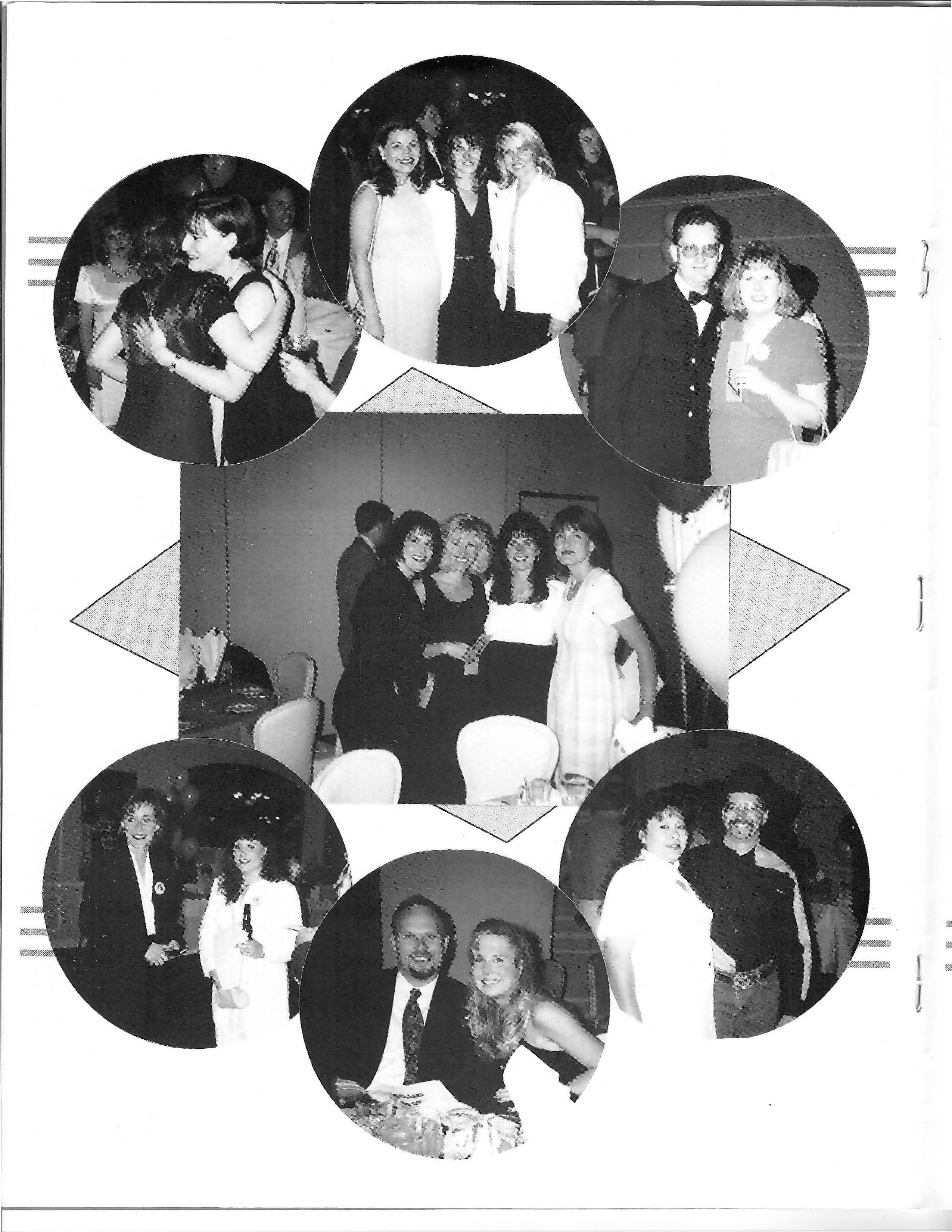 Two women embrace among the reunion guests. Original black-and-white scan.
